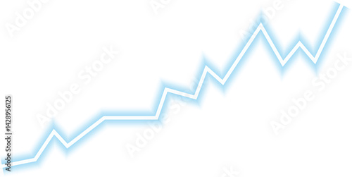 Financial chart with a progressive rising line reflecting economic growth trend.