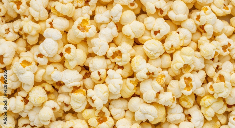 AI image showing a close-up, full-frame background texture of fluffy, buttery yellow popped popcorn, perfect for movie night concepts. AI image showing a close-up, full-frame background texture of fluffy, buttery yellow popped popcorn, perfect for movie night concepts.