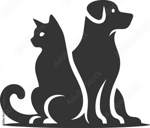 Black cat and dog animal silhouette