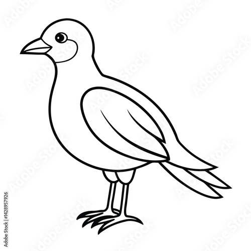 Bird coloring page outline vector on white background