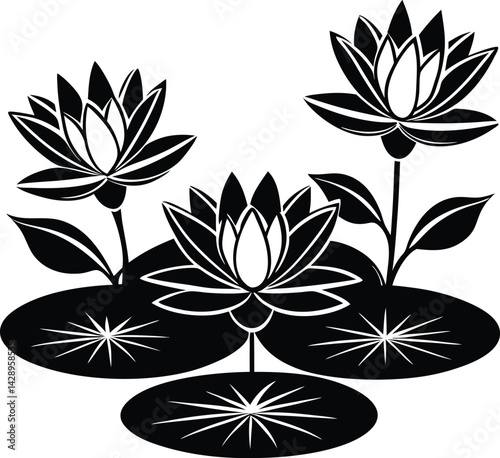 Water Lily Pond Silhouette Minimalist Art