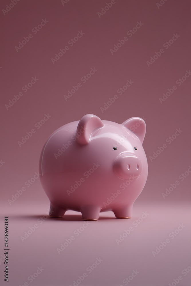photograph of single piggy bank on smooth solid color background exuding minimalistic aesthetic photograph of single piggy bank on smooth solid color background exuding minimalistic aesthetic