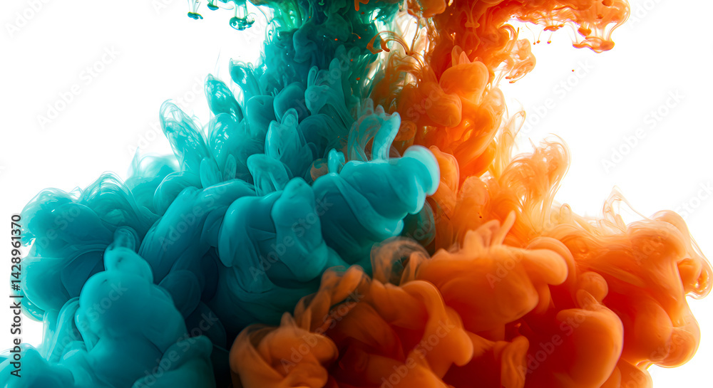 Obraz premium Vibrant Colors Dissolving Into Water Creating Artistic Patterns With Dynamic Flow