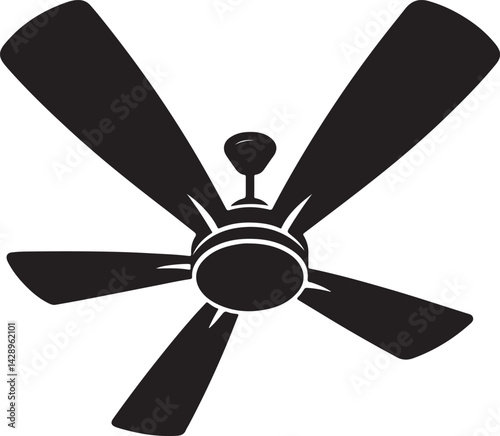 Ceiling fan silhouette vector, fan black silhouette, ceiling fan icon vector