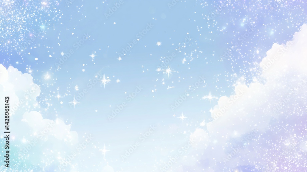Fototapeta premium Pastel Sky Clouds with Stars Background