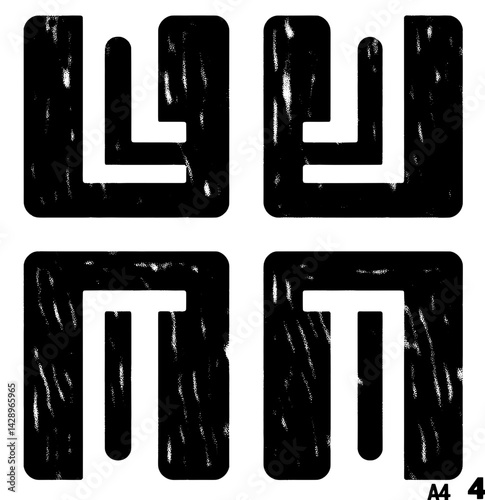 Unique abstract design showcasing intricate black patterns on a white background with a modern artistic flair