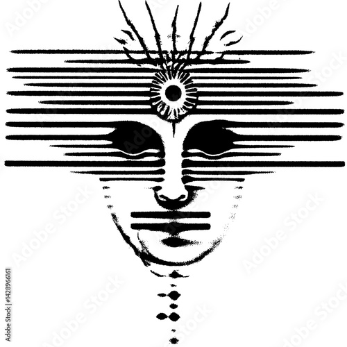 Exploration of abstract human figures through lines and shapes in a enigmatic artistic representation