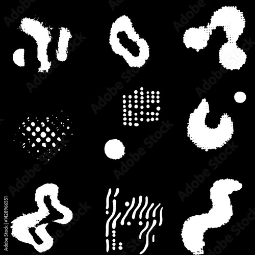Abstract black and white patterns create an intriguing visual dialogue in a contemporary art display