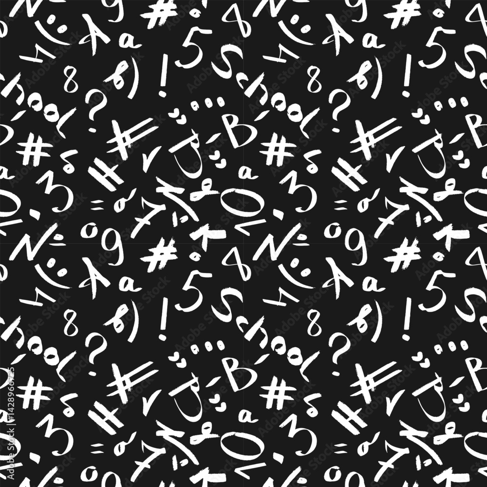 black and white pattern on a school theme with design elements