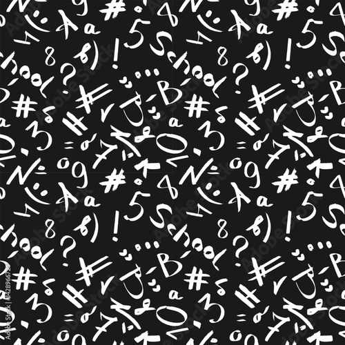 black and white pattern on a school theme with design elements