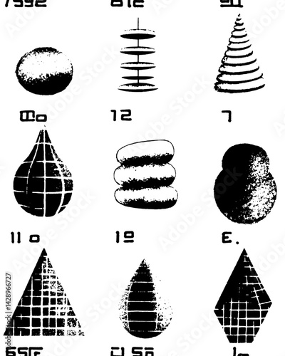 Exploring geometric forms and their artistic representation in black and white
