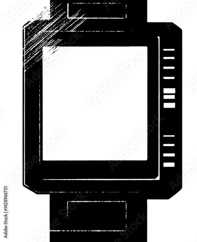 Modern smartwatch design featuring a minimalist approach with sleek lines and a digital interface showcased in a creative illustration