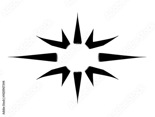 Symbol of direction and adventure reflecting guidance and navigation with sharp, dynamic points radiating outward