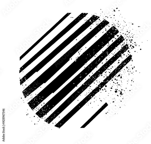 Creative black and white abstract design featuring dynamic lines and striking circular form expressing modern artistic flair