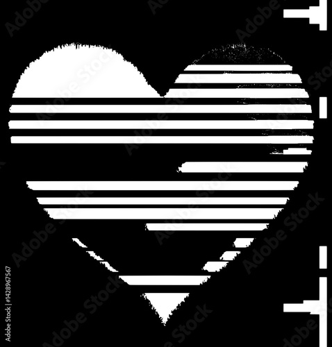 Stripes and love merge in a creative digital heart design highlighting artistic innovation and modern expression