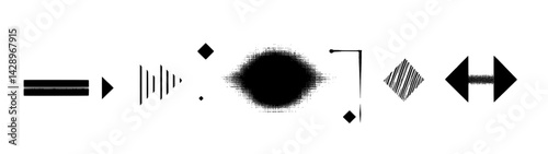 Dynamic black and white abstract shapes intertwine in a geometric symphony of form and texture in a contemporary art setting