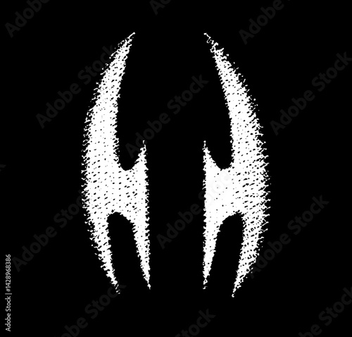 Unique abstract symbol evoking strength and mystery against a bold black background