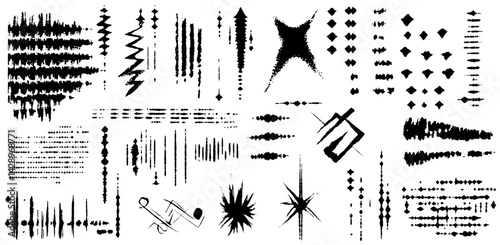 Creative abstract patterns showcase unique shapes and textures in bold black on white, highlighting artistic expression and design possibilities