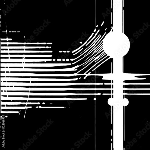 Unique abstract design featuring dynamic lines and shapes creating a modern art piece with striking contrasts and complexity