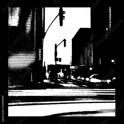 Urban Crossroads at Dusk with Traffic Signals Illuminating a Quiet Street