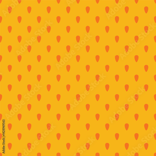 Abstract orange backdrop teardrop motif in uniform pattern