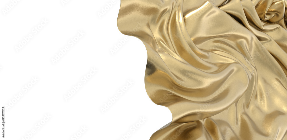Golden fabric folds and drapes in a luxurious display