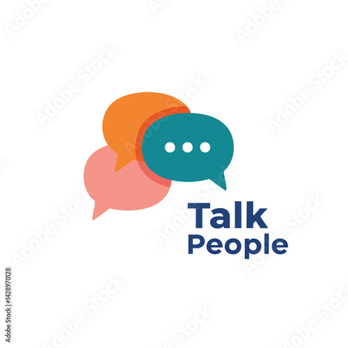 Modern Communication Logo – Talk People with Speech Bubble Icon

