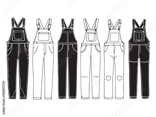 overalls line art simple illustration for clothing design enthusiasts