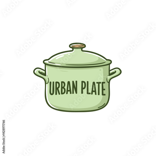 Urban Plate Cooking Pot Illustration

