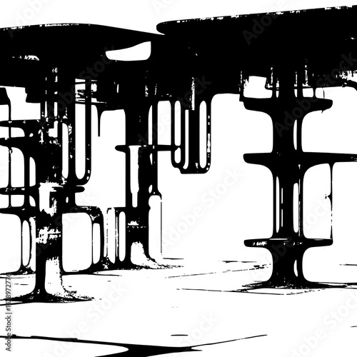 Abstract expression of dripping forms in monochrome elegance reveals hidden fluidity and depth in artistic interpretation