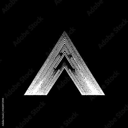 Abstract geometric design in monochrome showcasing sharp angles and layered textures, creating a striking visual impact