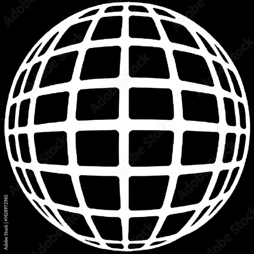Creative abstract representation of a globe with grid design on a dark background, symbolizing connection and unity across the world