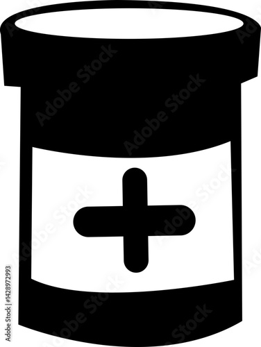 Vintage hand drawn silhouette jar symbol. Cute monochrome style. Stock vector illustration isolated on hiwte background, isolated on transparent background