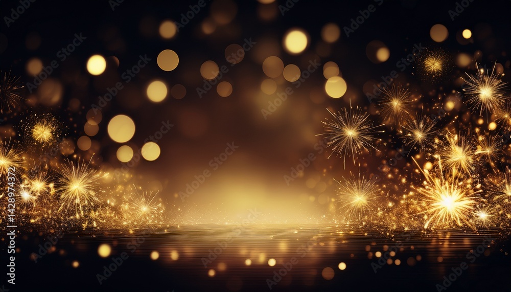 Naklejka premium Glittering sparkler border frame with bokeh light background with copy space, graphic resource