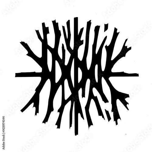 Intricate black tree-like pattern showcasing artistic balance and harmony in design, perfect for nature lovers and minimalist decor enthusiasts