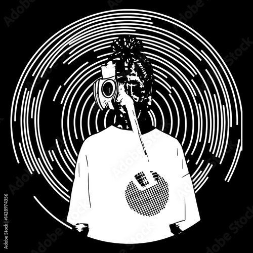 Unique blend of artistry and music with a modern figure showcasing creativity and expression in a vibrant design