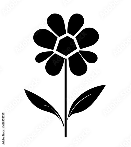 Stylized black flower design showcasing simplicity and elegance against a clean backdrop