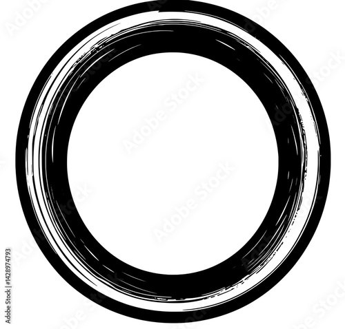 Swirling patterns create a mesmerizing circle of black and white, inviting contemplation in an abstract art form
