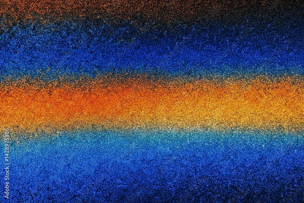 Gradient Texture of Orange to Blue, noise texture effect, large banner copy space ,abstract noise texture banner