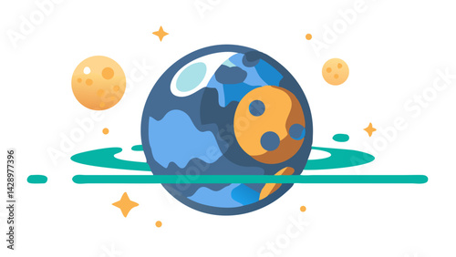 saturn in space, icon