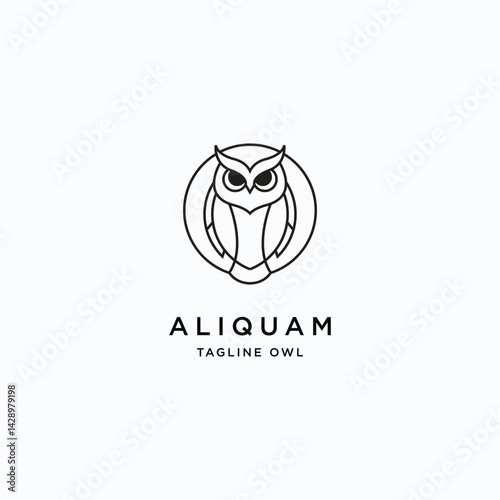 Stylized owl logo template, wise nocturnal guardian