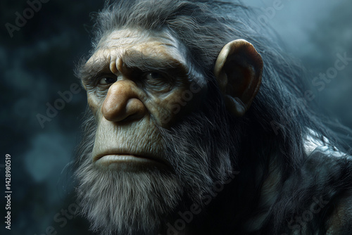 Prehistoric man with a realistic look  photo