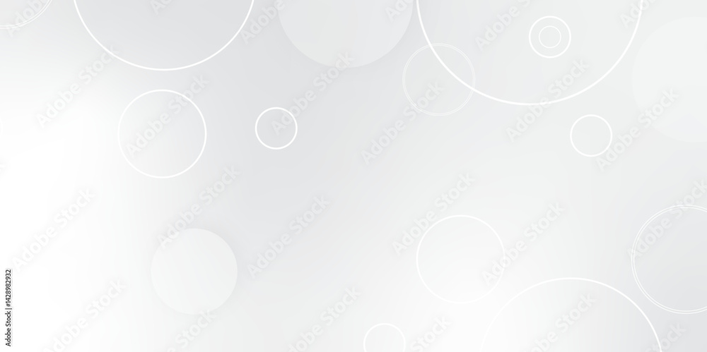 Abstract background with circle white abstract geometric background with soft light white paper circles in design .Gray abstract. Modern design background for report and project presentation template.