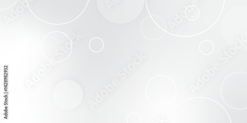 Abstract background with circle white abstract geometric background with soft light white paper circles in design .Gray abstract. Modern design background for report and project presentation template.