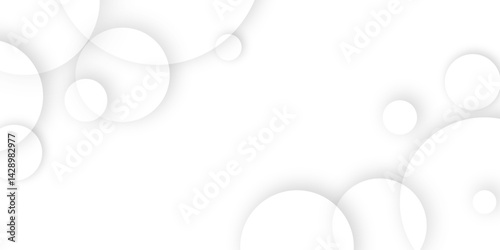 Abstract background with circle white abstract geometric background with soft light white paper circles in design .Gray abstract. Modern design background for report and project presentation template.