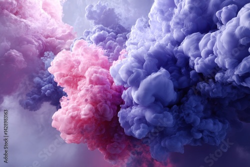 An abstract illustration featuring vibrant pink and purple clouds swirling and merging, creating a dreamy and ethereal visual experience, perfect for backgrounds and wallpapers.