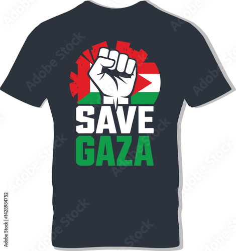 'Save Gaza' Hand of Freedom Illustrated Palestine Fist with Eco Flag Vibe