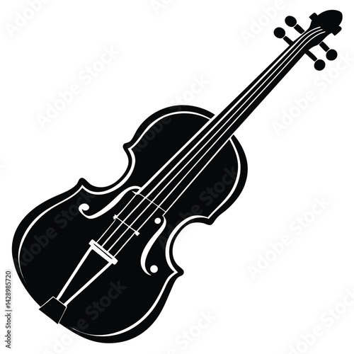 Isolated Black Vector Musician using Element viola With White Background
