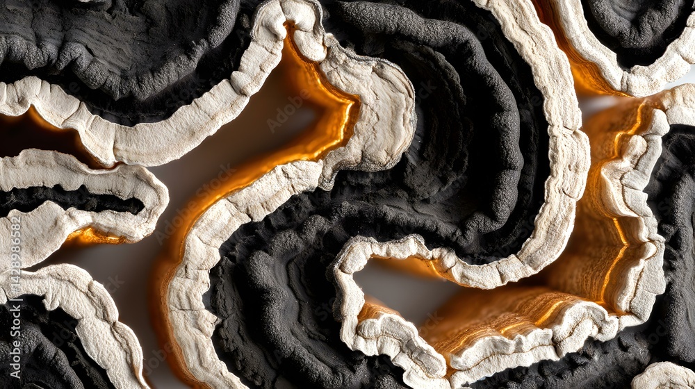 Obraz premium cave texture with glowing fungi and shadowy patterns