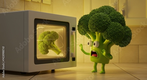 Broccoli's apprehension: Watching a comrade rotate in the radiant microwave